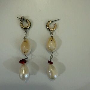 Zara Cream and Gold Drop Earrings
